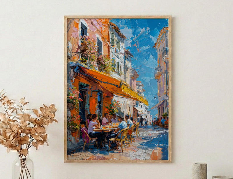 Lively Street Cafe Art, African Market Decor - Sunny Awning Poster