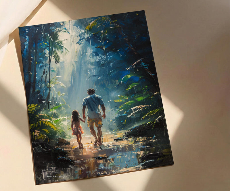 Costa Rica Forest Poster, Father And Daughter Wall Art - Nature Lover Gift