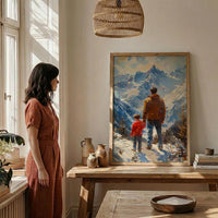 Swiss Alps Art Print, Father And Son Landscape Poster - Fathers Day Gift