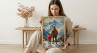Swiss Alps Art Print, Father And Son Landscape Poster - Fathers Day Gift
