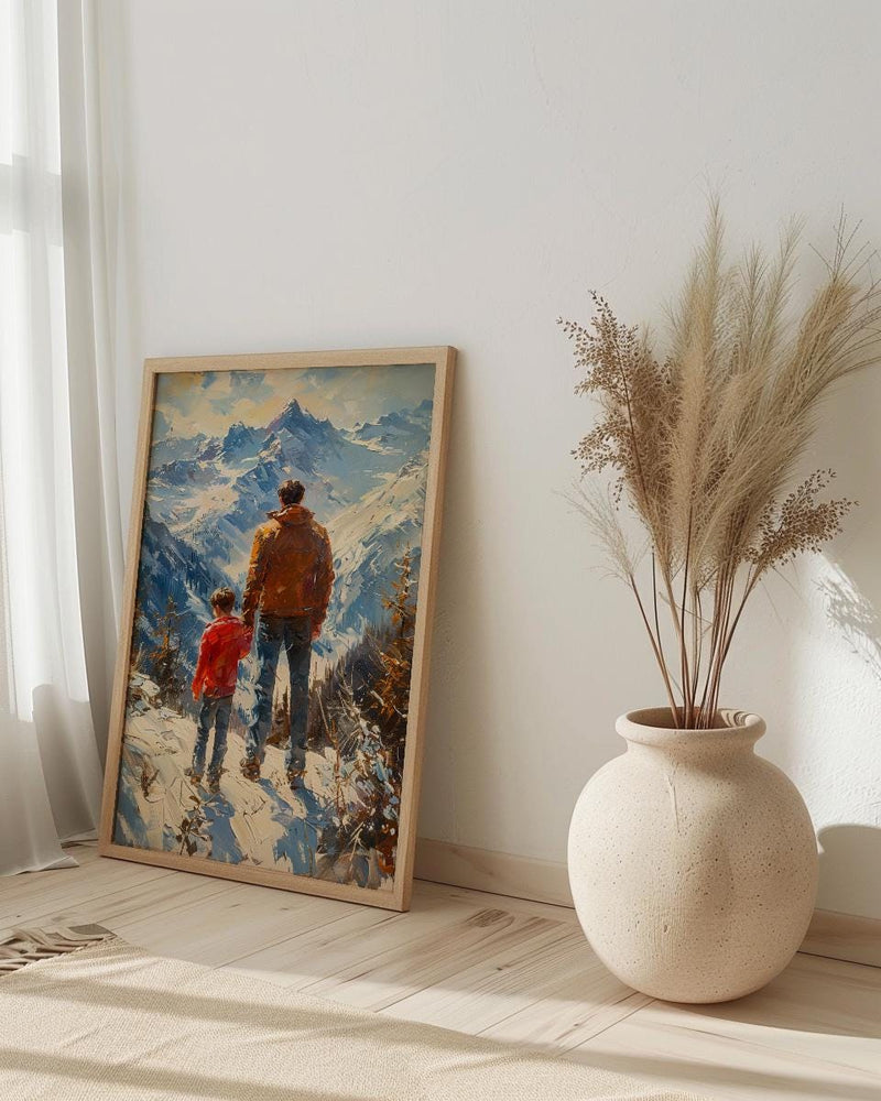 Swiss Alps Art Print, Father And Son Landscape Poster - Fathers Day Gift