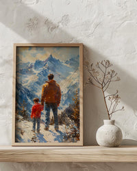 Swiss Alps Art Print, Father And Son Landscape Poster - Fathers Day Gift