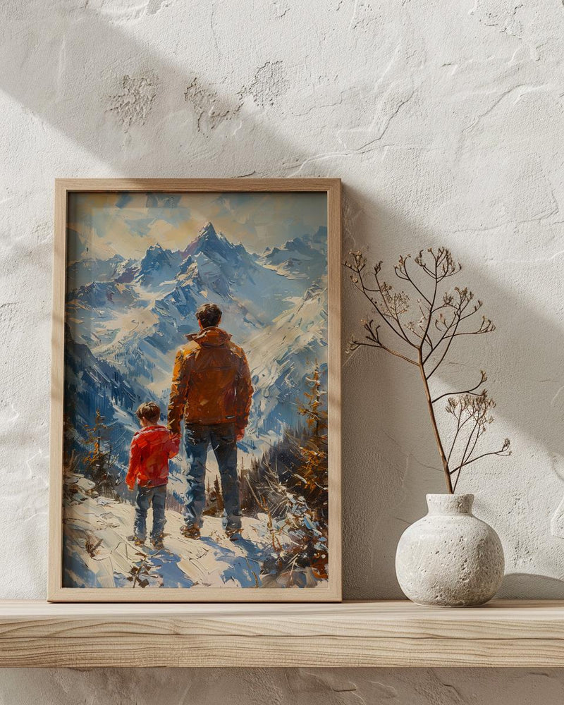 Swiss Alps Art Print, Father And Son Landscape Poster - Fathers Day Gift