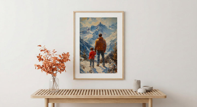Swiss Alps Art Print, Father And Son Landscape Poster - Fathers Day Gift
