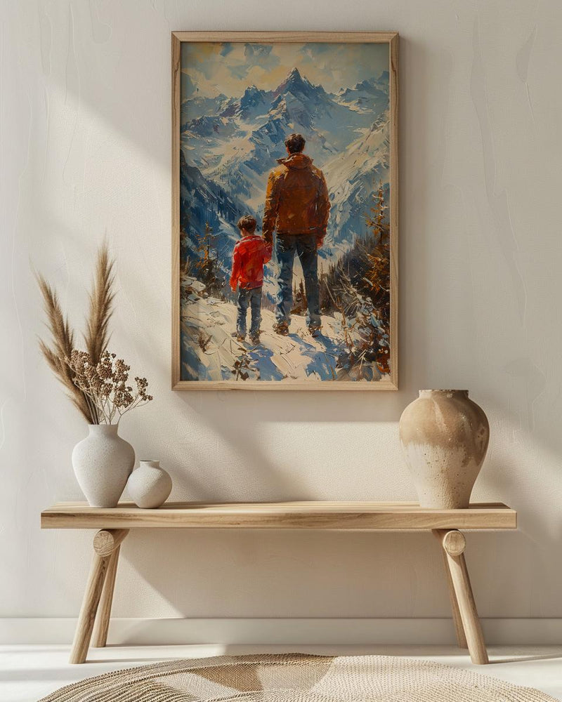 Swiss Alps Art Print, Father And Son Landscape Poster - Fathers Day Gift