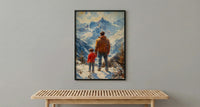Swiss Alps Art Print, Father And Son Landscape Poster - Fathers Day Gift