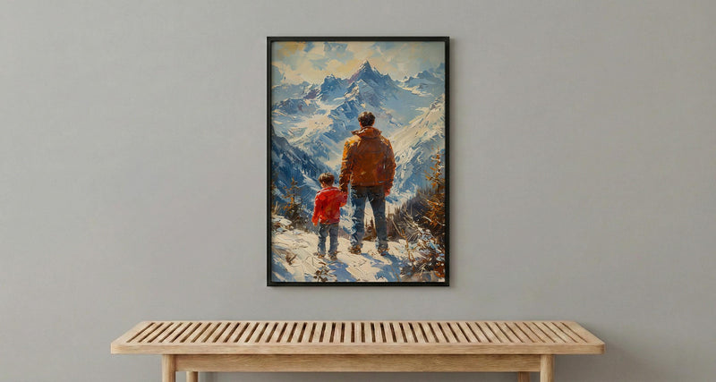 Swiss Alps Art Print, Father And Son Landscape Poster - Fathers Day Gift
