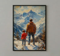 Swiss Alps Art Print, Father And Son Landscape Poster - Fathers Day Gift