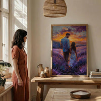 Provence Lavender Wall Art, Father And Child Print - Floral Country Decor