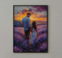 Provence Lavender Wall Art, Father And Child Print - Floral Country Decor