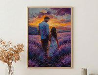 Provence Lavender Wall Art, Father And Child Print - Floral Country Decor