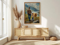 Scottish Highlands Poster, Father And Son Art - Dad Birthday Gift