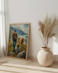 Scottish Highlands Poster, Father And Son Art - Dad Birthday Gift