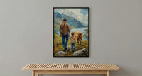 Scottish Highlands Poster, Father And Son Art - Dad Birthday Gift
