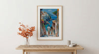Amalfi Coast Art Print, Father And Daughter Poster - Summer Coastal Decor