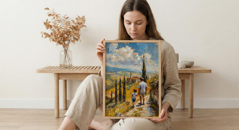 Tuscany Landscape Wall Art, Father And Son Print - Fathers Day Gift