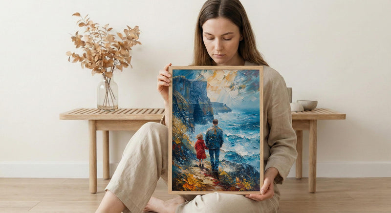 Cliffs Of Moher Poster, Father And Child Art - Gift For Dad