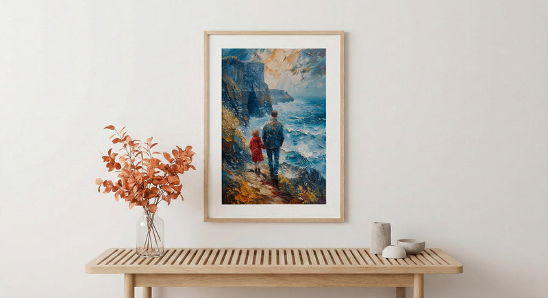 Cliffs Of Moher Poster, Father And Child Art - Gift For Dad