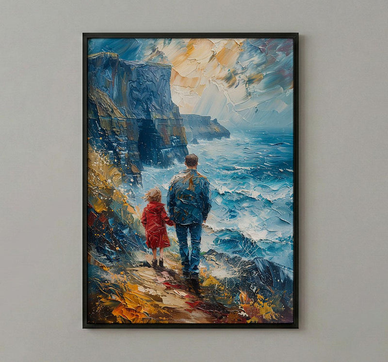 Cliffs Of Moher Poster, Father And Child Art - Gift For Dad