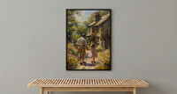 English Countryside Art Print, Father And Child Poster - Cozy Country Decor