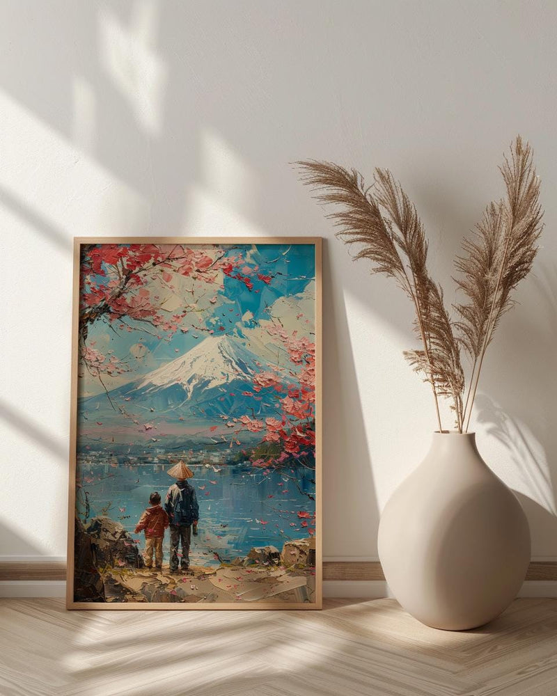 Mount Fuji Art Print, Father And Son Landscape Poster - Fathers Day Gift