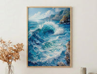 Cape Town Coast Wall Art, Crashing Wave Decor - Rocky Ocean Landscape