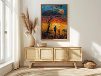 Serengeti Savanna Wall Art, Father And Child Print - African Safari Decor
