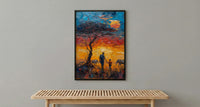 Serengeti Savanna Wall Art, Father And Child Print - African Safari Decor