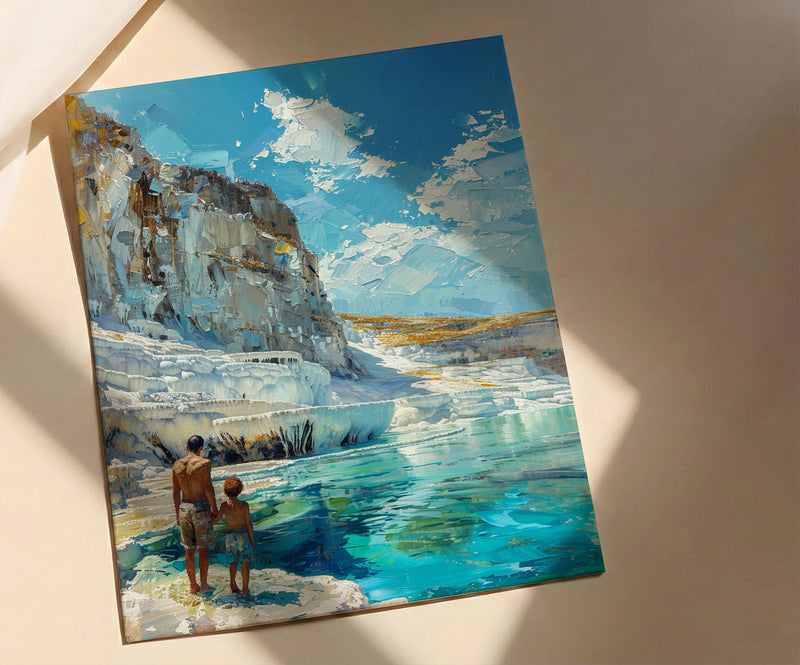 Pamukkale Turkey Poster, Father And Son Art - Travel Lover Gift