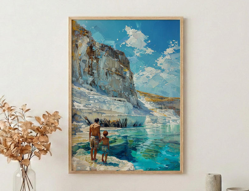 Pamukkale Turkey Poster, Father And Son Art - Travel Lover Gift