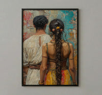 Indian Artisan Art Print, Father And Daughter Decor - Vibrant Culture Poster