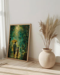 Bamboo Forest Art Print, Father And Daughter Poster - Serene Nature Decor