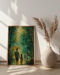 Bamboo Forest Art Print, Father And Daughter Poster - Serene Nature Decor