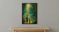 Bamboo Forest Art Print, Father And Daughter Poster - Serene Nature Decor