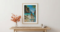 Thailand Beach Art Print, Father And Child Poster - Fathers Day Gift