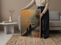 Varanasi Ghats Wall Art, Father And Child Decor - Spiritual River Print