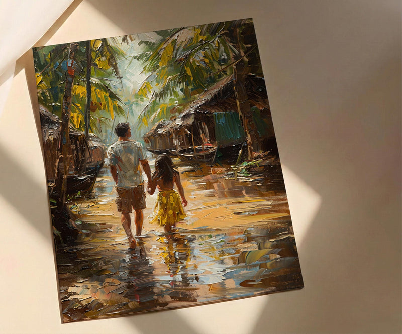 Hindu Temple Poster, Father And Son Decor - Gift For Dad