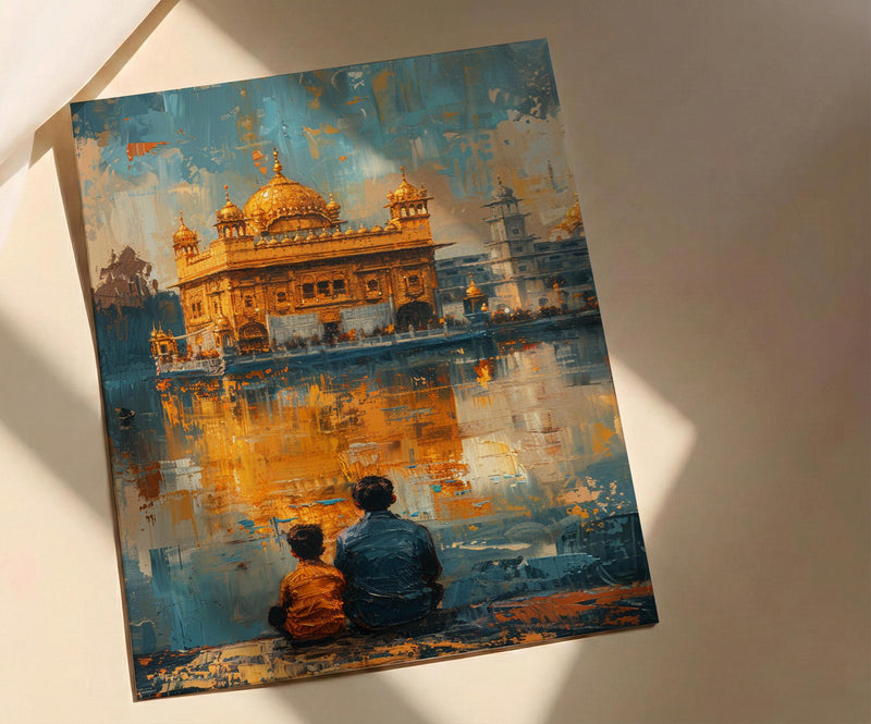 Golden Temple Poster, Father And Grandson Wall Decor - Historic Landmark Art