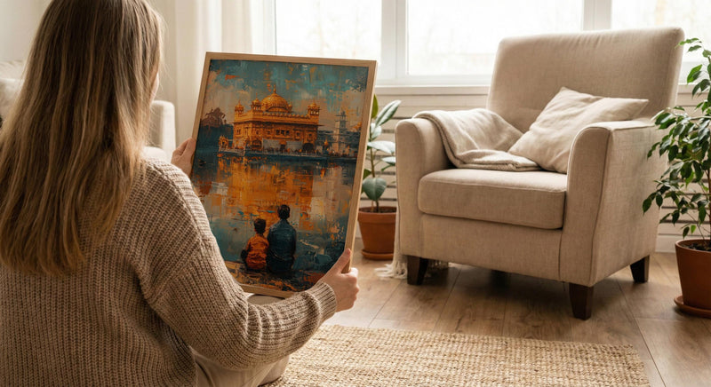 Golden Temple Poster, Father And Grandson Wall Decor - Historic Landmark Art
