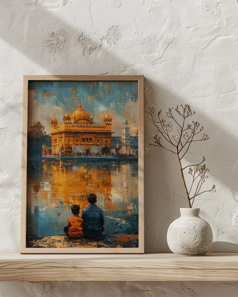 Golden Temple Poster, Father And Grandson Wall Decor - Historic Landmark Art