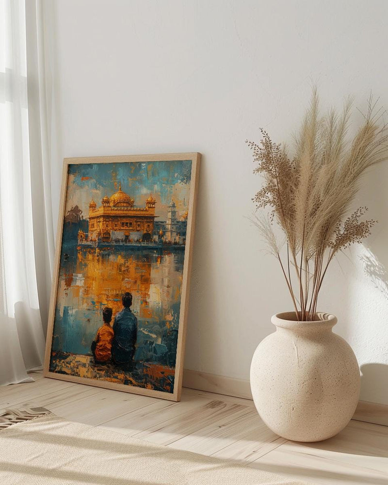 Golden Temple Poster, Father And Grandson Wall Decor - Historic Landmark Art