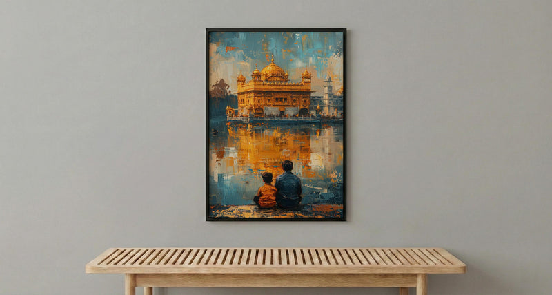 Golden Temple Poster, Father And Grandson Wall Decor - Historic Landmark Art