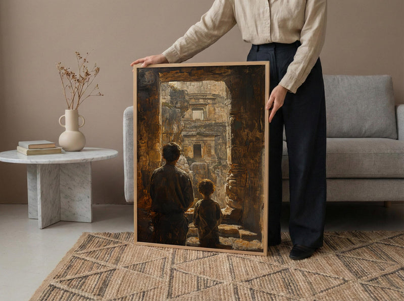 Ajanta Caves Wall Art, Father And Son Decor - Dad Birthday Gift