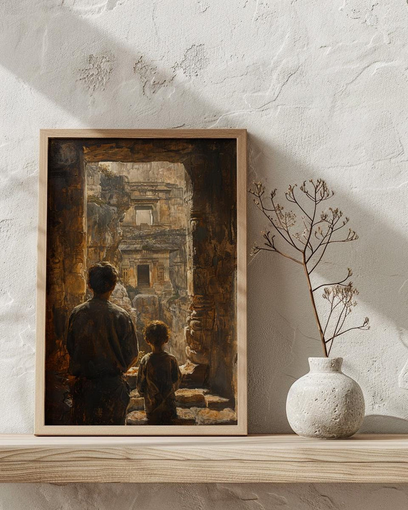 Ajanta Caves Wall Art, Father And Son Decor - Dad Birthday Gift
