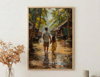 Hindu Temple Poster, Father And Son Decor - Gift For Dad
