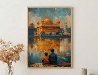 Golden Temple Poster, Father And Grandson Wall Decor - Historic Landmark Art