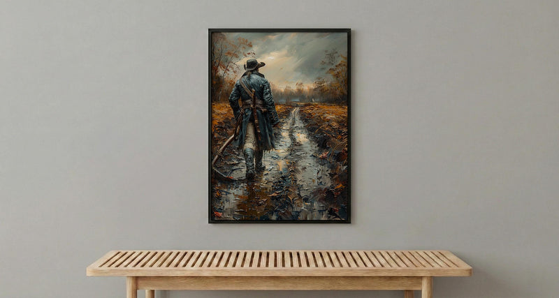 Minute Man Art Print, Colonial Farmer Decor - Historic Americana Landscape