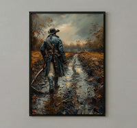 Minute Man Art Print, Colonial Farmer Decor - Historic Americana Landscape