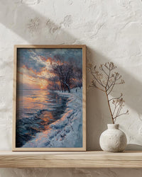 Delaware River Poster, Winter Americana Decor - Historic Landscape Art