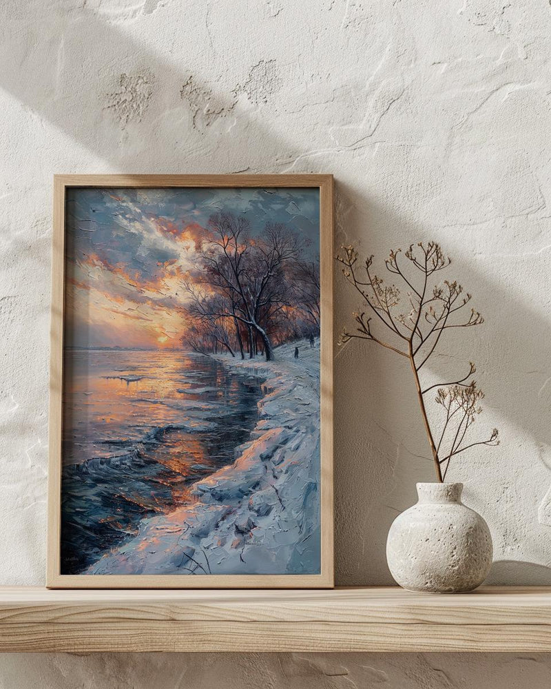 Delaware River Poster, Winter Americana Decor - Historic Landscape Art